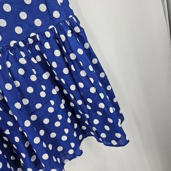 GORMAN X Pantone Dress Blue White Polka Dot Spot Cap Sleeve Mini NWT Size 8 - Picture 7 of 8